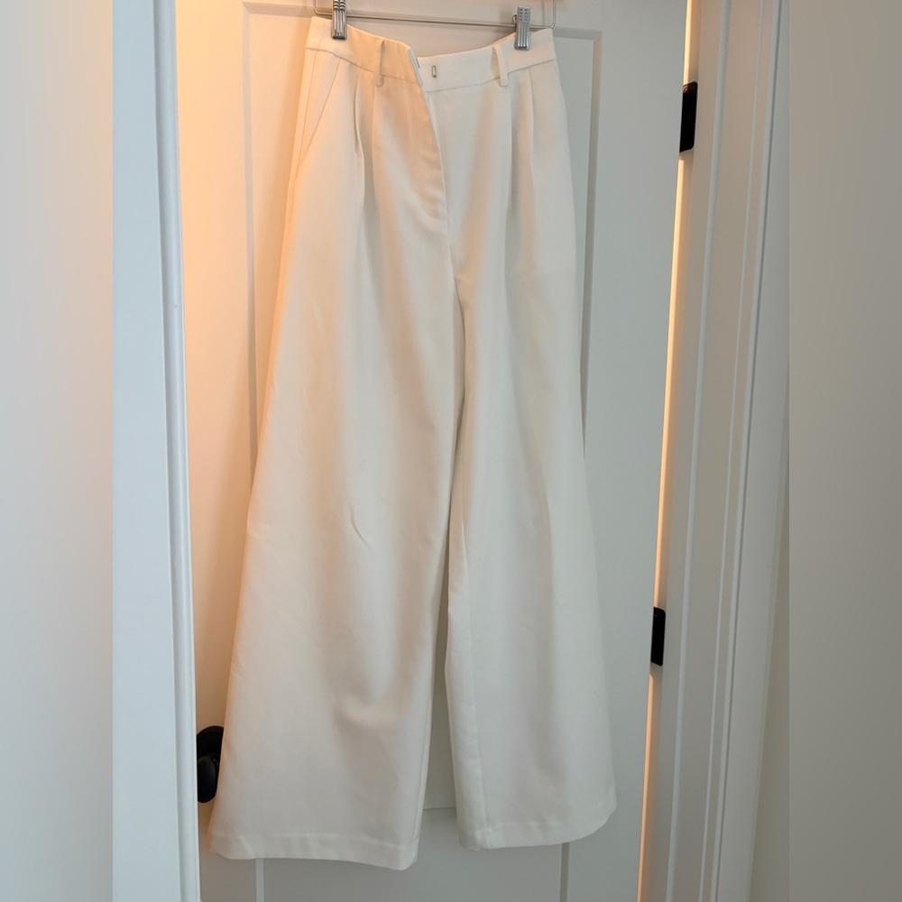 Commense Cream Wide-Leg Trousers
